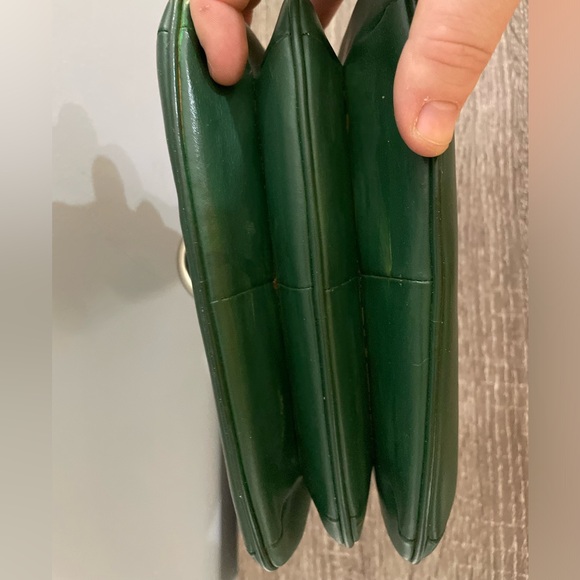 Areitio Vintage Green Leather Handbag Hand Painted 3 Pocket READ Silver Closure - Picture 10 of 11